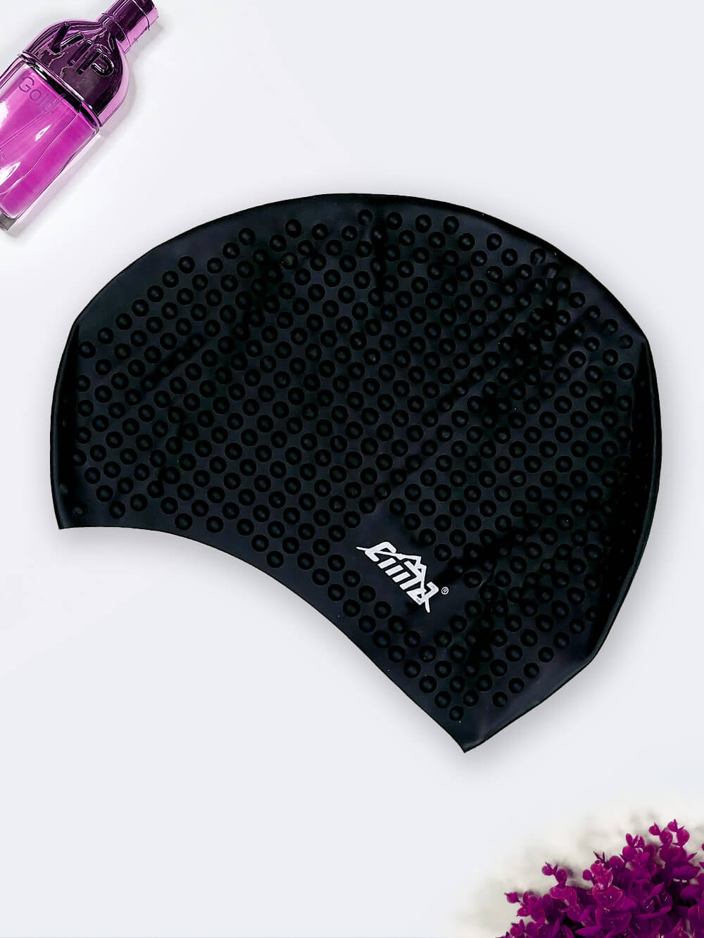 cap7088491-1 کلاه شنا مشکی رنگ مناسب برای موهای بلند سیلیکونی زنانه و مردانه Cima طرح توپی