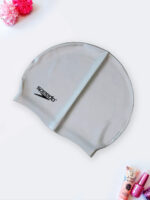 کلاه استخر طوسی رنگ زنانه و مردانه سیلیکونی اسپیدو ( Speedo ) ضد آب و ضد کلر