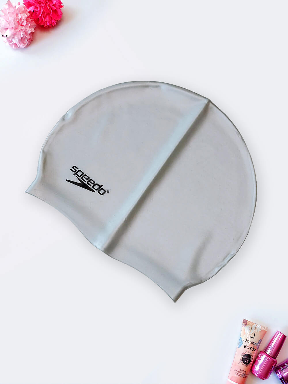 cap8136203-1 کلاه استخر طوسی رنگ زنانه و مردانه سیلیکونی اسپیدو ( Speedo ) ضد آب و ضد کلر
