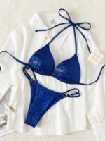 لباس بیکینی شنا براق لخت سکسی و مجلسی شیک و خاص زنانه و دخترانه با سوتین مایو کاپدار sexi پشت کامل باز و ست بیکنی شورت برهنه پورنی با قلاب طلایی برند خارجی و وارداتی شین ( shein )