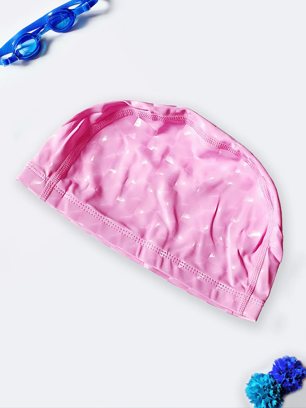 cap6708273-1 کلاه شنا صورتی رنگ طرح سه بعدی زنانه فانتزی با جنس فومی زیبا ، کیوت و خوشگل