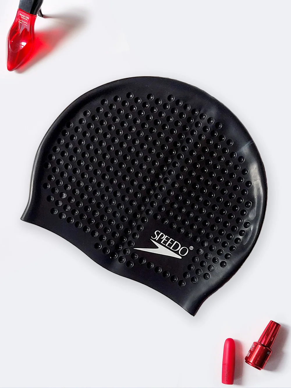 cap9066222-1 کلاه شنا مشکی رنگ زنانه سیلیکونی مارک اسپیدو ( Speedo ) طرح توپی مجلسی