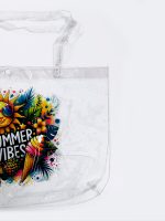 ساک شنا بچگانه شیشه ای شفاف طرح تابستانی ( summer ) مناسب برای وسایل استخر . خرید کیف استخری شفاف شیشه ای شنا دخترانه بچگانه و نوجوان زیبا