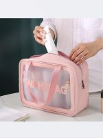 کیف شنا واش بگ ( wash bag ) صورتی زنانه و دخترانه شیشه ای فانتزی و شیک سایز متوسط دسته بالا . قیمت و خرید ساک و کیف شیشه ای و پلاستیکی شفاف استخر شنا