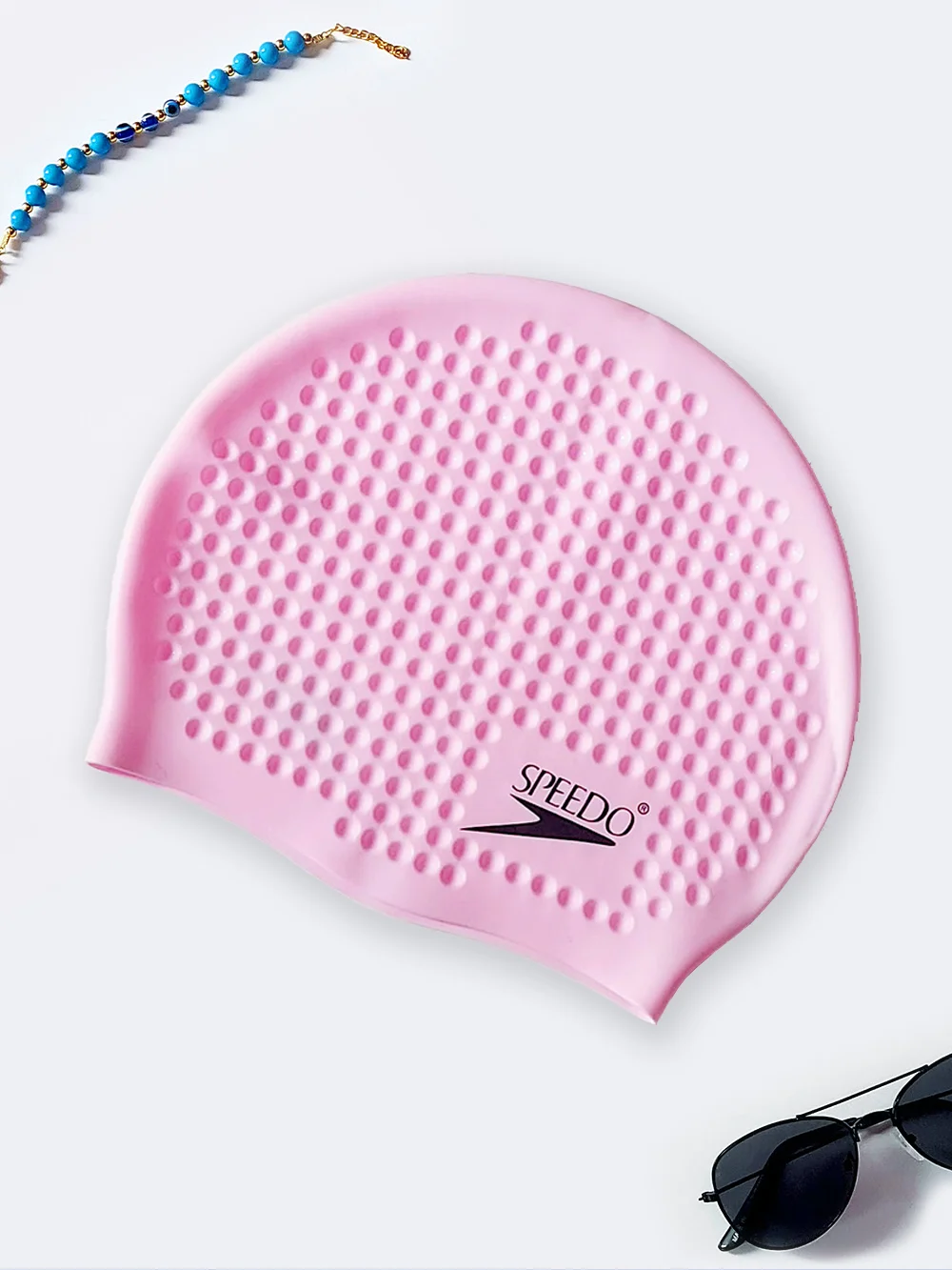 cap2589698-1 کلاه شنا زنانه سیلیکونی کشی صورتی رنگ طرح توپی مارک اسپیدو ( Speedo )