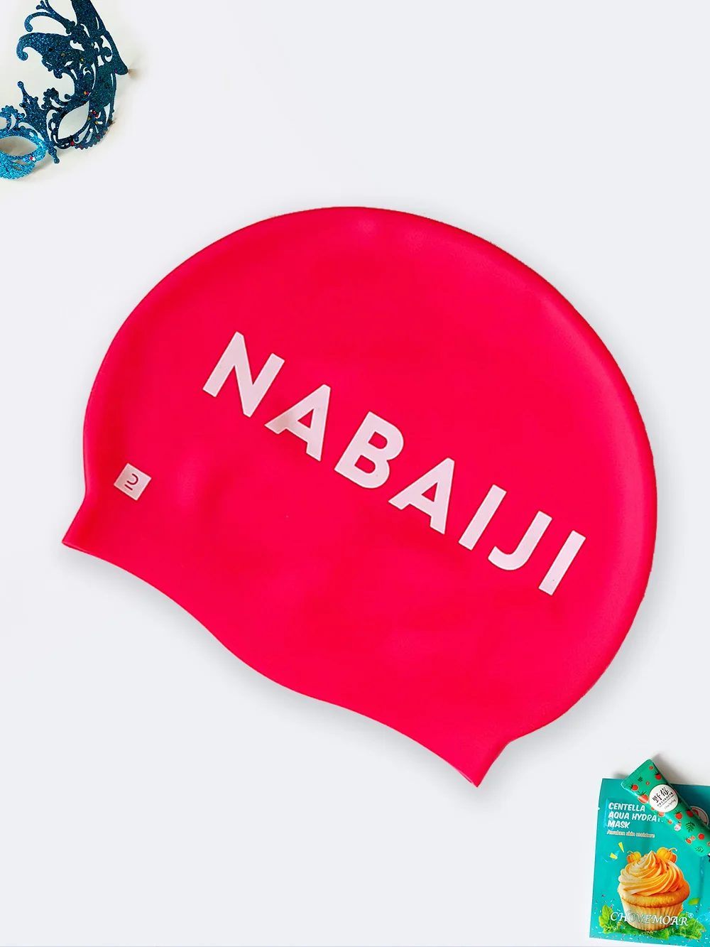cap7810419-1 کلاه شنا حرفه ای زنانه درجه یک با کیفیت بالا به رنگ نئونی قرمز ناباجی ( Nabaji )