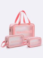 کیف استخر شیشه ای زنانه و دخترانه واش بگ ( wash bag ) صورتی فانتزی و شیک برای استخر شنا - Image 6