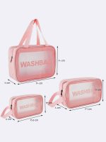 کیف استخر مناسب شامپو و وسایل شنا زنانه و دخترانه واش بگ ( wash bag ) شیشه ای صورتی - Image 5
