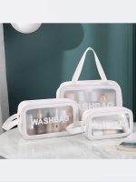 کیف استخر واش بگ ( wash bag ) زنانه و دخترانه ضد آب سایز بزرگ سفید رنگ شفاف شیشه ای . کیف استخر شنا شفاف واش بگ ( wash bag ) سفید رنگ زنانه و دخترانه