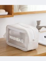 کیف شامپو و وسایل شنا و استخر زنانه و دخترانه شیشه ای واش بگ ( wash bag ) سفید - Image 2