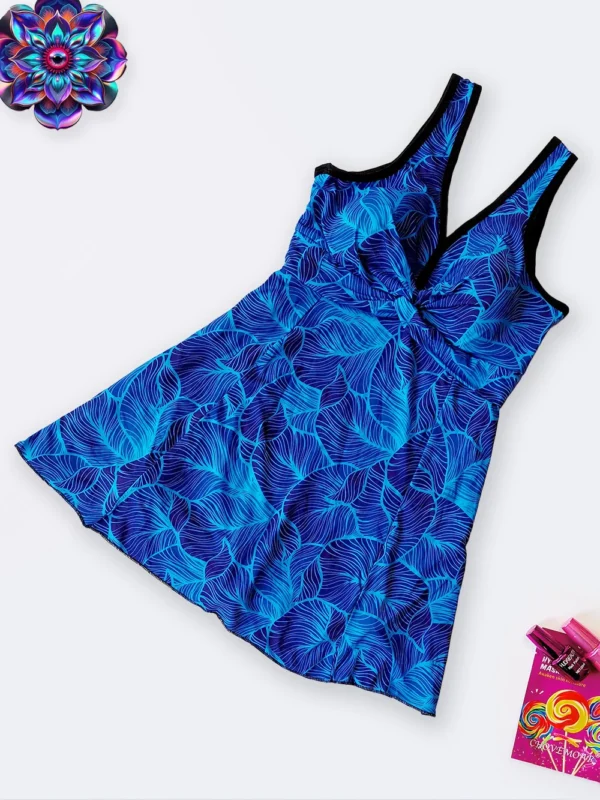 مایو دامنی کاپدار زنانه برای استخر بصورت پادار سرهمی اسپیدو ( Speedo ) آبی