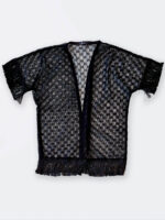رو مایویی زنانه طرح شیک گوچی ( Gucci ) مشکی رنگ آستین دار سه ربع و ریشه دار - Image 2