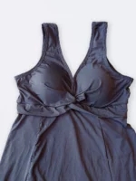 مایو دامن دار زنانه دارای سایز بزرگ شلوارک دار (پادار) نیمه پوشیده ( Speedo ) کاپ دار طوسی - Image 3