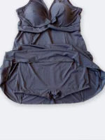 مایو دامن دار زنانه دارای سایز بزرگ شلوارک دار (پادار) نیمه پوشیده ( Speedo ) کاپ دار طوسی - Image 5