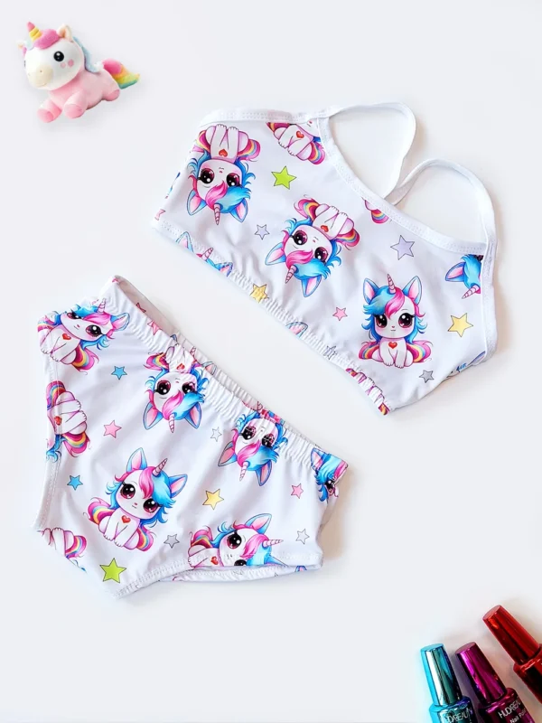 مایو دو تکه دخترانه برای استخر اسب تک شاخ صورتی اسپیدو ( Speedo ) استخری