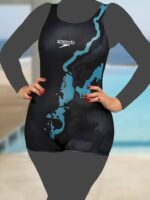 مایو شنا پادار کوتاه زنانه نیمه پوشیده کاپدار برای استخر برند اسپیدو ( Speedo ) مشکی رنگ با جنس استرج ضد کلر . قیمت خرید و عکس مایو زنانه در تن
