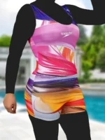 مایو زنانه پادار کوتاه نیمه پوشیده زنانه با طرح شاد و فانتزی زیبا چند رنگ برند اسپیدو ( Speedo ) کاپدار با پارچه ضد کلر استرج . سایت خرید و فروش مایو زنانه