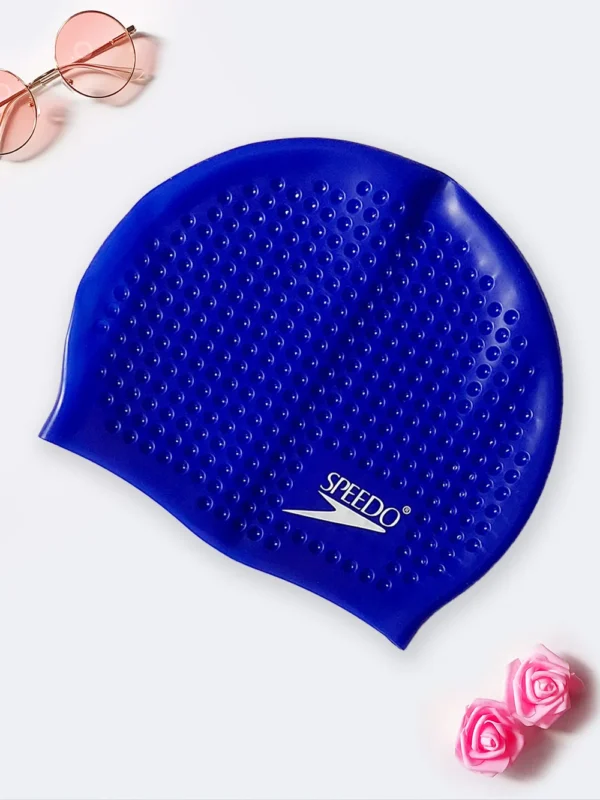 کلاه سیلیکونی استخر و شنا زنانه و دخترانه آبی رنگ اسپیدو ( Speedo ) شیک