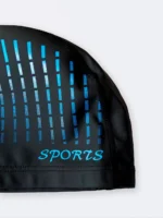 کلاه شنا مشکی زنانه و مردانه فومی طرح راه راه آبی رنگ مارک اسپورتس ( Sports ) - Image 4