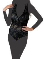 لباس مایو شنا زنانه اسلیپ خاص مشکی بصورت کمر شیشه ای راه راه طرح مجلسی برند اسپیدو ( Speedo ) کاپ دار اسفنجی برای استخر . عکس و قیمت خرید مایو زنانه در تن