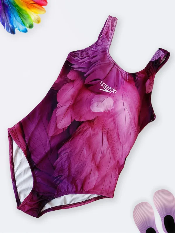 مایو زنانه برای استخر در مدل اسلیپ شیک و خاص اسپیدو ( Speedo ) بنفش و صورتی