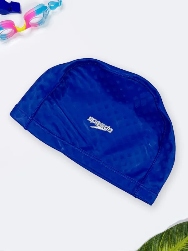 کلاه شنا زنانه و مردانه آبی رنگ سه بعدی اسپیدو ( Speedo ) با جنس فومی ضد کلر