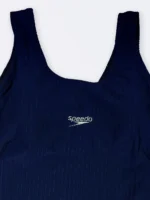 مایو زنانه پادار طرح راه راه کلاسیک شیک و جذاب بصورت کاپدار سرمه ای رنگ اسپیدو ( Speedo ) - Image 4