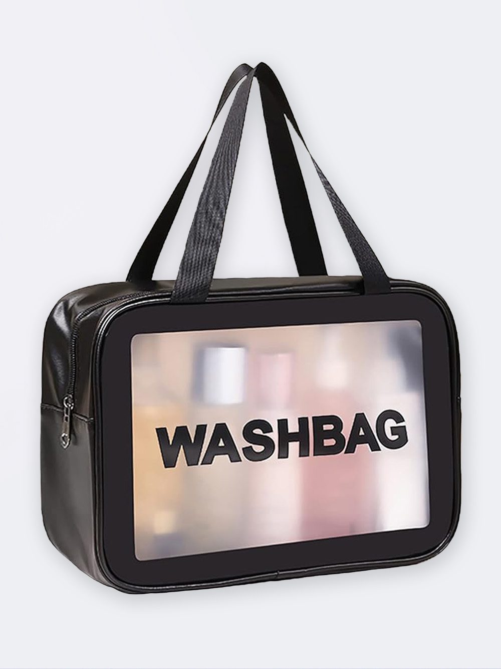 Bag826887-1 کیف زنانه و دخترانه برای استخر شنا شفاف سایز بزرگ مشکی رنگ واش بگ ( wash bag )