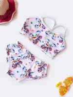 مایو بچه گانه دخترانه برای استخر دو تکه نیم تنه طرح اسب شاخ دار اسپیدو ( Speedo )