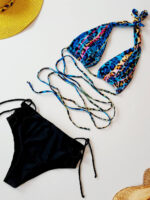 مایو زنانه خاص و شیک طرح پلنگی برای استخر شین ( shein ) کاپدار بصورت بند پهن