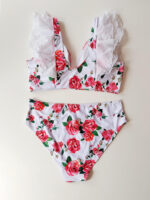 مایو زنانه سایز بزرگ برای زنان چاق ( سه ایکس لارج ) برای استخر برند شین ( shein ) سفید رنگ طرح گل . خرید مایو سایز خیلی بزرگ زنانه برای افراد چاق