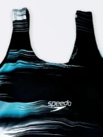 مایو نیمه پوشیده زنانه پادار و کاپدار برای استخر اسپیدو ( Speedo ) با خطوط فیروزه ای - Image 4