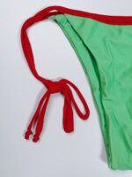 بیکینی مایو زنانه دو تکه سبز رنگ برای استخر برند شین ( shein ) طرح ساده کاپدار - Image 4