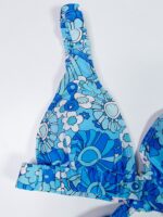 مایو زنانه با رنگبندی شاد آبی رنگ با کاپ متحرک برند شین ( shein ) بنددار برای استخر - Image 3