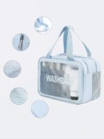 کیف شنا زنانه و دخترانه با دو محفظه مجزا برای وسایل خشک و خیس واش بگ ( wash bag ) آبی - Image 4