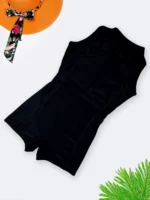 مایو پادار زنانه خاص و یقه بسته گرد و زیپ دار مشکی اسپیدو ( Speedo ) بدون کاپ