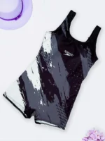 مایو زنانه پادار نیمه پوشیده کاپدار به رنگ مشکی ، طوسی و سفید اسپیدو ( Speedo )