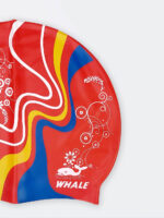 کلاه استخر اورجینال با طرح گل برند وال ( Whale ) با جنس سیلیکونی کیفیت اعلاء قرمز - Image 3