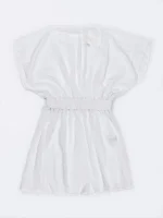 رومایویی حریر زنانه برند H & M بصورت رولباسی ( کاور مایو ) سفید و آستین دار کوتاه - Image 2