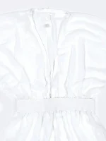 رومایویی حریر زنانه برند H & M بصورت رولباسی ( کاور مایو ) سفید و آستین دار کوتاه - Image 3