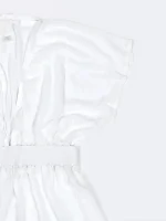 رومایویی حریر زنانه برند H & M بصورت رولباسی ( کاور مایو ) سفید و آستین دار کوتاه - Image 4