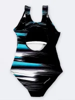 مایو پشت قهرمانی اسلیپ زنانه مشکی طرح دار اسپیدو ( Speedo ) برای استخر - Image 2