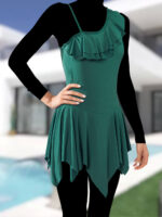 مایو زنانه دامنی یقه رومی فانتزی جدید شیک سبز رنگ اسپیدو ( Speedo ) برای استخر - Image 3