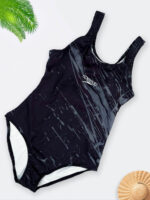 لباس مایو شنا زنانه پشت قهرمانی اسلیپ به رنگ مشکی و طوسی اسپیدو ( Speedo )