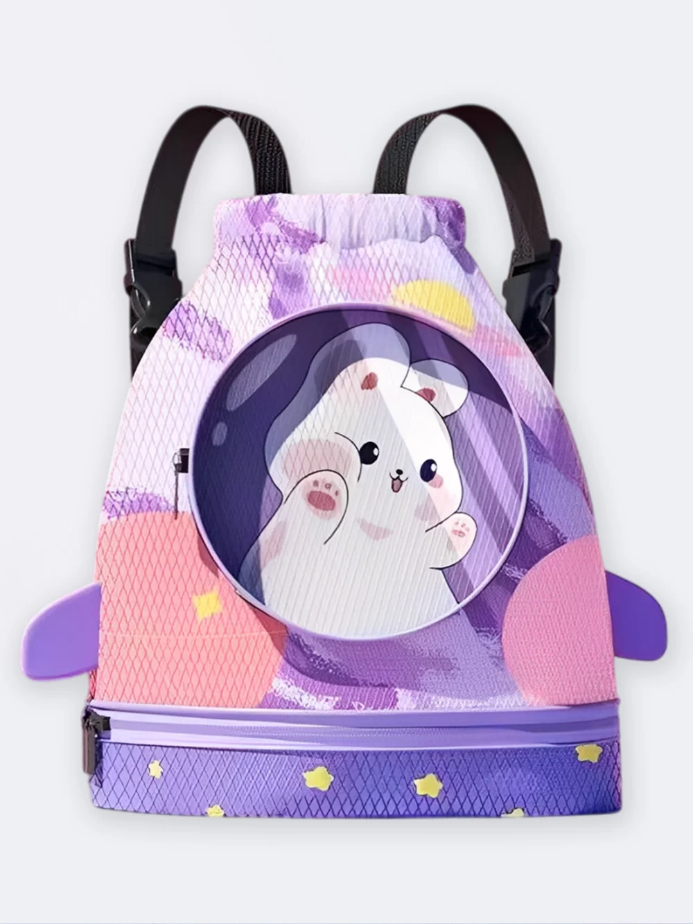 bag6352341-1 کوله پشتی بچگانه شنا فانتزی طرح خرگوش دارای جا کفشی و عینک شنا مجزا با قسمت خشک و خیس جدا