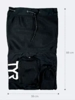 مش بگ ( mesh bag ) { کیف حرفه ای شنا } مشکی رنگ مناسب برای استخر و بخصوص کنار دریا و ساحل بصورت توری جهت خشک شدن سریع وسایل شنا برند تی وای آر ( TYR )