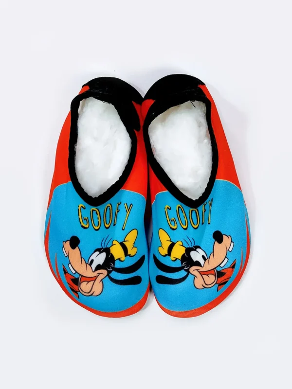 کفش استخری بچه گانه و نوجوان طرح کارتون گوفی ( goofy ) به رنگ قرمز و آبی رنگ مناسب برای استخر و ساحل دریا جهت جلوگیری از سر خوردن و آسیب دیدن