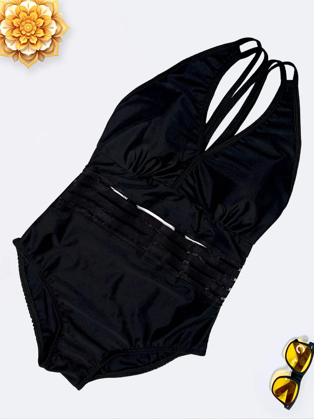 swi4031959-1 مایو زنانه اسلیپ خاص کمر شیشه ای راه راه مشکی رنگ اسپیدو ( Speedo ) کاپ دار