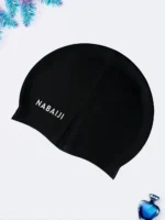 کلاه شنا برای موهای بلند مشکی رنگ برند نابایجی ( Nabaiji ) زنانه و مردانه سیلیکونی
