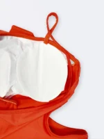 مایو زنانه فانتزی بصورت یقه رومی چین دار اسپیدو ( Speedo ) نارنجی رنگ با کاپ - Image 6